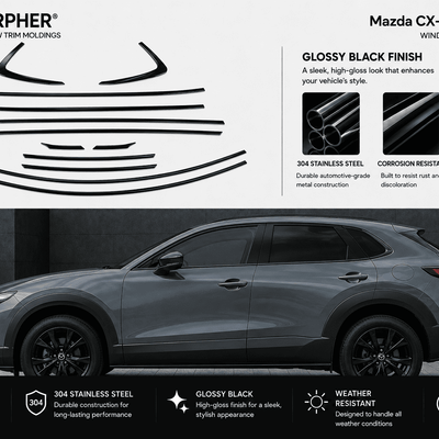 Mazda CX-30 (2019–2026) Stainless Steel Window Trim Moldings - alternate view