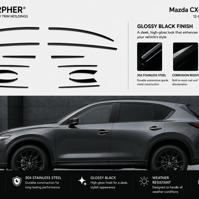 Mazda CX-5 (2017–2025) Stainless Steel Window Trim Moldings - alternate view