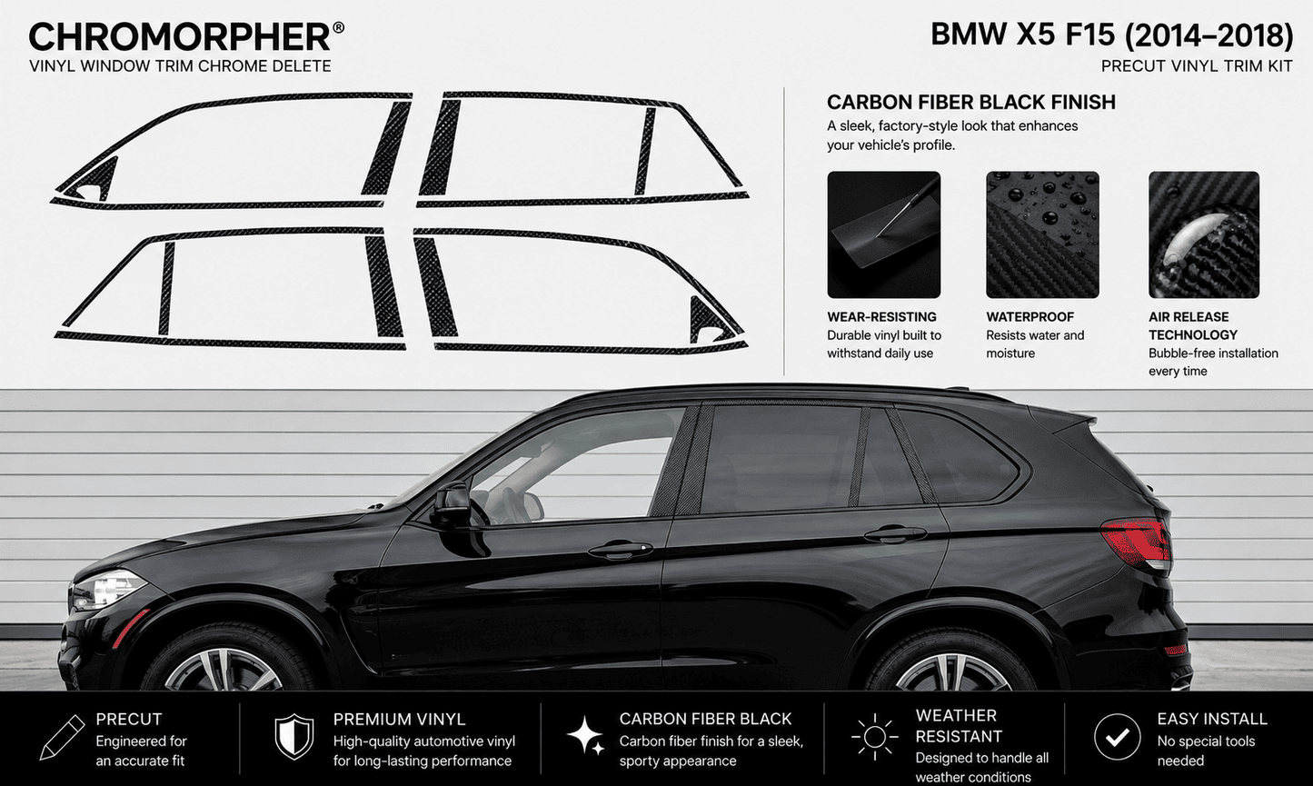 BMW X5 F15 (2014–2018) Complete Window Trim Chrome Delete Kit