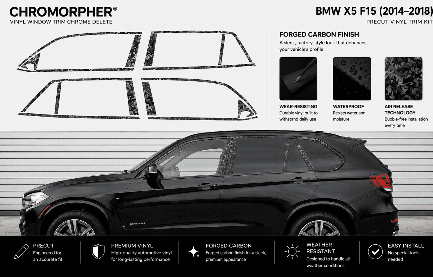 BMW X5 F15 (2014–2018) Complete Window Trim Chrome Delete Kit