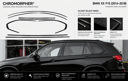 BMW X5 F15 (2014–2018) Complete Window Trim Chrome Delete Kit