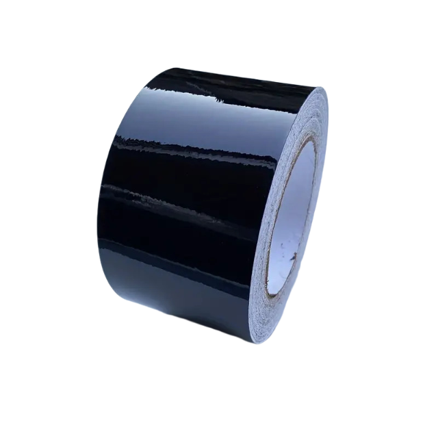 Roll of ChroMorpher high-gloss black vinyl tape for easy chrome delete applications.