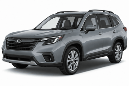 A silver-gray Subaru Outback SUV shown from a three-quarter front angle on a clean white studio background.