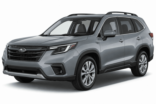 A silver-gray Subaru Outback SUV shown from a three-quarter front angle on a clean white studio background.