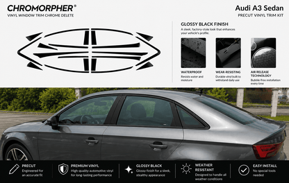 ChroMorpher Audi A3/S3 8V Window Trim Chrome Delete Kit (2013–2020) - ChroMorpher
