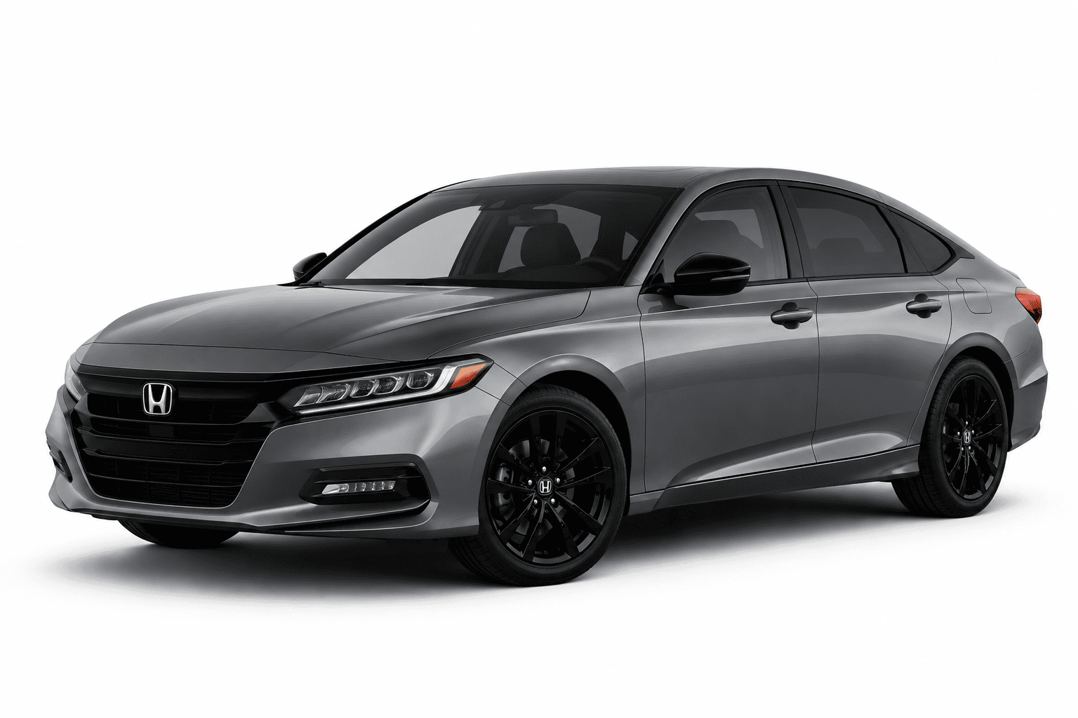 A metallic gray Honda Accord sedan with black wheels, shown from a three-quarter front angle on a clean white background.