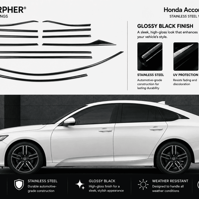 Honda Accord (2018–2022) Stainless Steel Window Trim Moldings - alternate view