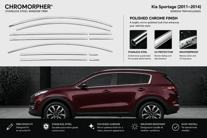 Kia Sportage (2011–2014) Stainless Steel Window Trim Moldings