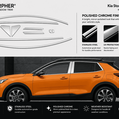Kia Stonic (2017–2025) Stainless Steel Window Trim Moldings - alternate view