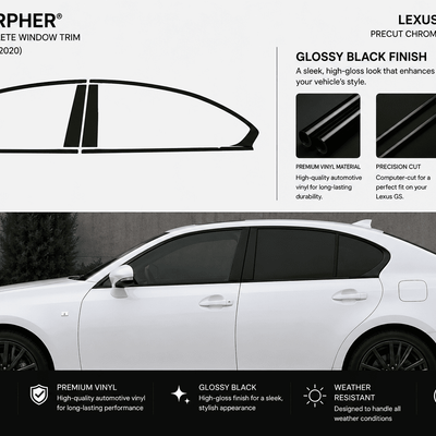 Lexus GS (2012–2020) Precut Chrome Delete Window Trim - alternate view