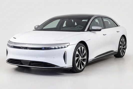 Lucid Air (2022–2026) shown from a front three-quarter angle on a light studio background.