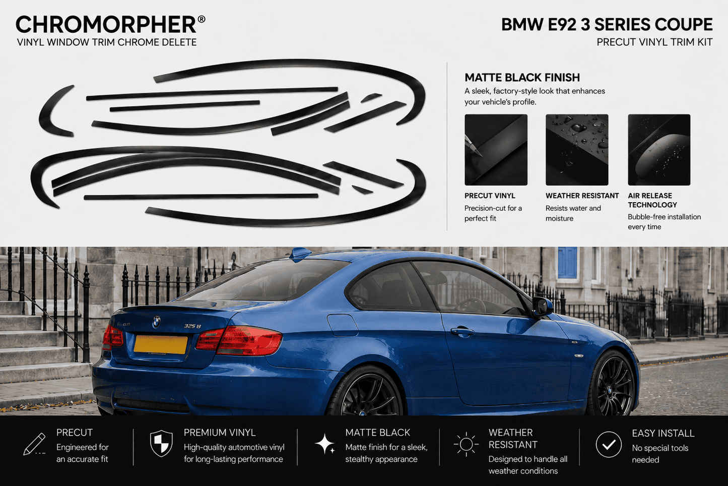 BMW E92 Coupe Shadowline Precut Vinyl Kit