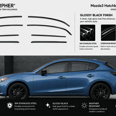 Mazda3 Hatchback (2014–2018) Stainless Steel Window Trim Moldings - alternate view