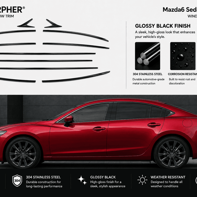 Mazda6 Sedan (2012–2024) Stainless Steel Window Trim Moldings - alternate view
