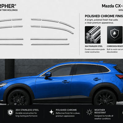 Mazda CX-3 (2017–2022) Stainless Steel Window Trim Moldings - alternate view