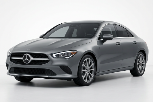 Mercedes-Benz CLA (2020–2026) shown from a front three-quarter angle on a light studio background.