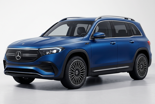 Mercedes-Benz EQB (2022–2026) shown from a front three-quarter angle on a light studio background.