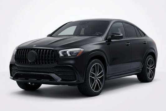 Mercedes-Benz GLE Coupe (2021–2026) shown from a front three-quarter angle on a light studio background.