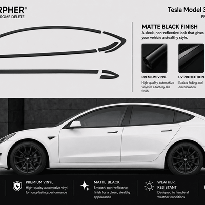 Tesla Model 3 (2017–2022) Precut Chrome Delete Window Trim - alternate view