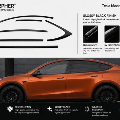 Tesla Model Y (2020–2024) Precut Chrome Delete Window Trim - alternate view