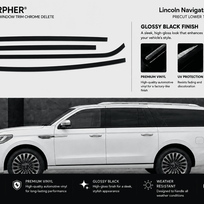 Lincoln Navigator L (2018-2024) Lower Side Skirt Precut Chrome Delete Kit - alternate view