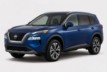 Nissan Rogue (2021–2026) shown from a front three-quarter angle on a light studio background.