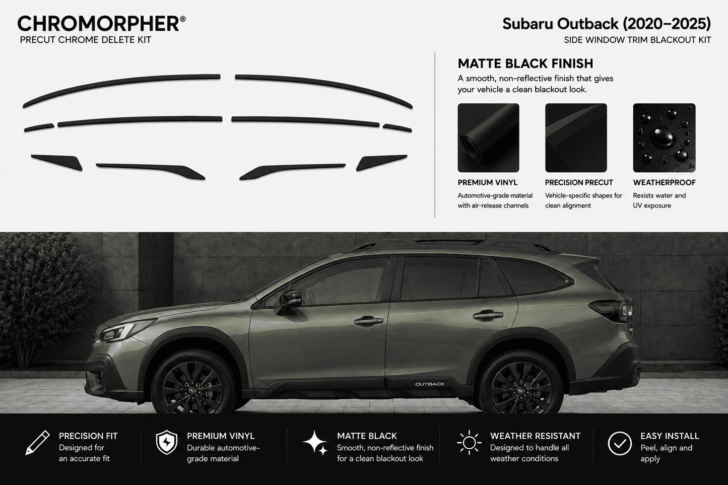 Subaru Outback (2020–2026) Precut Chrome Delete Kit