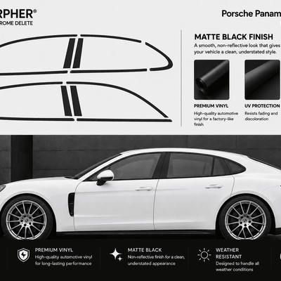 Porsche Panamera (2009–2023) Precut Chrome Delete Window Trim - alternate view