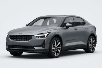 Polestar 2 (2020–2025) shown from a front three-quarter angle on a light studio background.