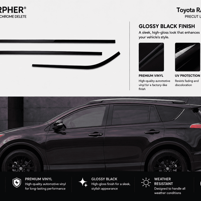 Toyota RAV4 (2013–2018) Precut Lower Window Chrome Delete Trim - alternate view