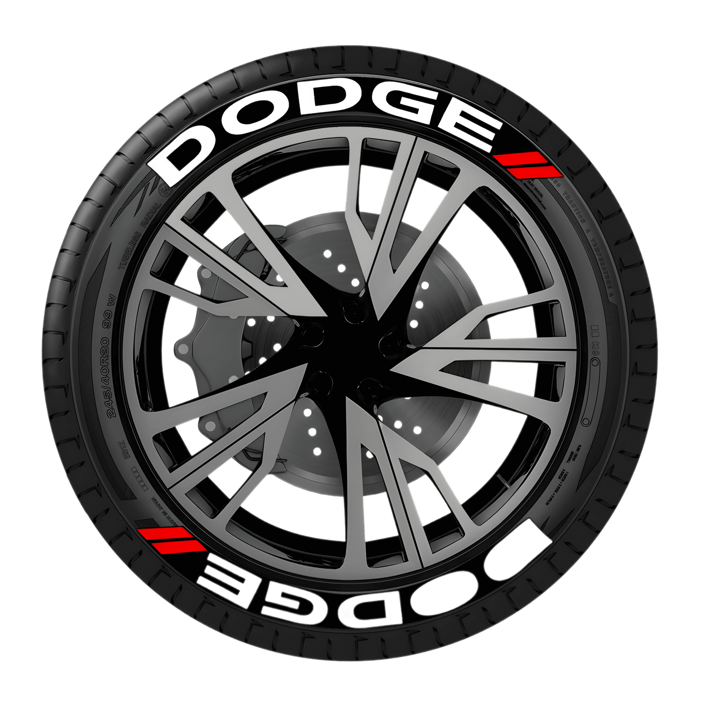 ChroMorpher 3D Reflective Tire Lettering - DODGE (4x) - ChroMorpher