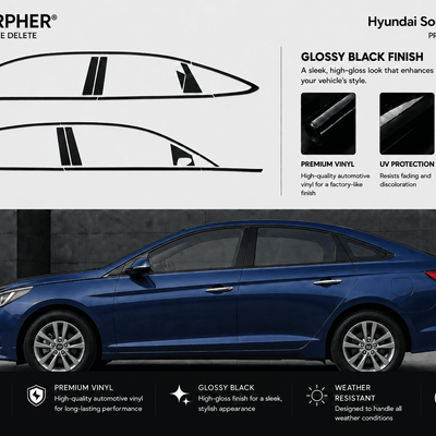 Hyundai Sonata (2015–2019) Precut Chrome Delete Kit - alternate view