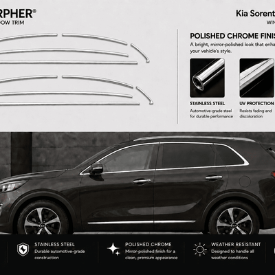 Kia Sorento (2011–2015) Stainless Steel Window Trim Moldings - alternate view