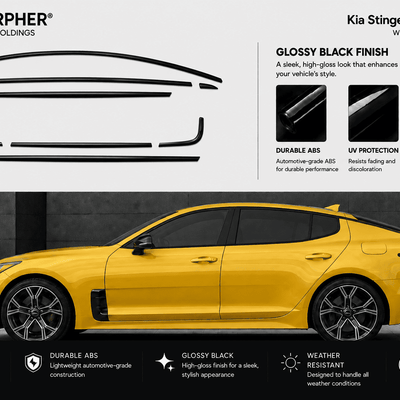 Kia Stinger (2018–2023) ABS Window Trim Moldings - alternate view