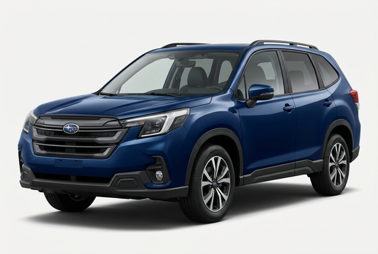 Subaru Forester (2025–2027) shown from a front three-quarter angle on a light studio background.