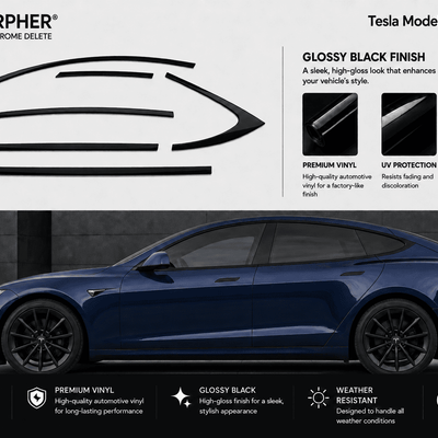 Tesla Model S (2012–2020) Precut Chrome Delete Window Trim - alternate view