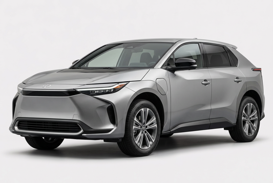 Toyota bZ4X (2022–2025) shown from a front three-quarter angle on a light studio background.