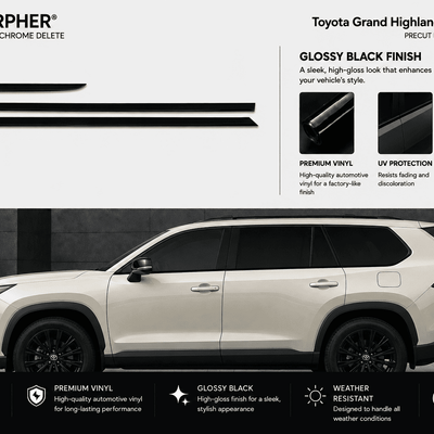 Toyota Grand Highlander (2024–2026) Precut Lower Window Chrome Delete Trim - alternate view