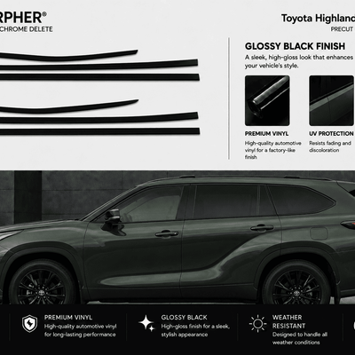 Toyota Highlander (2020–2026) Precut Lower Window Chrome Delete Trim - alternate view
