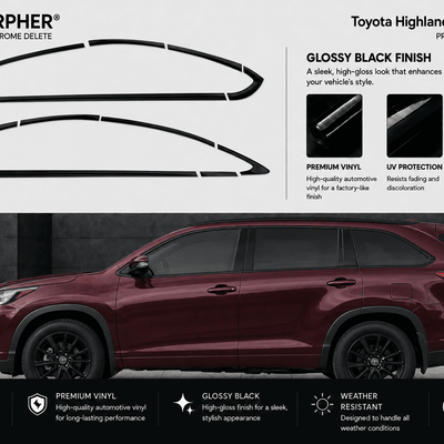 Toyota Highlander (2016–2019) Precut Chrome Delete Window Trim - alternate view
