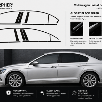 Volkswagen Passat Sedan (2017–2021) Precut Chrome Delete Kit - alternate view